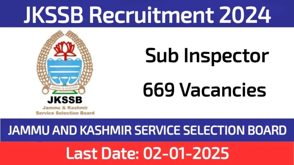 JKSSB Sub Inspector Recruitment 2024 Apply for 669 Posts